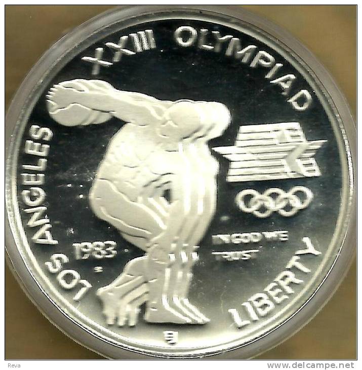 USA UNITED STATES 1 DOLLAR EAGLE EMBLEM FRONT LA OLYMPIC GAME BACK 1983 AG SILVER KM209 READ DESCRIPTION CAREFULLY !!! - Commemoratifs