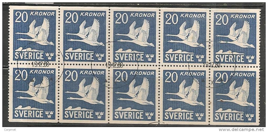 SWEDEN - 1942-53 - POSTE AERIENNE - FAUNA - BIRDS  - Carnet  De 200k  Yvert # C7a (II)  - USED - Usati