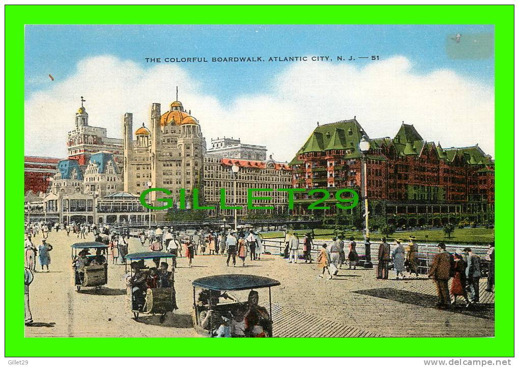 ATLANTIC CITY, NJ - BOARDWALK  AT PARK PLACE WITH PEOPLES & CHAIRS - E.C. KROPP CO - - Atlantic City