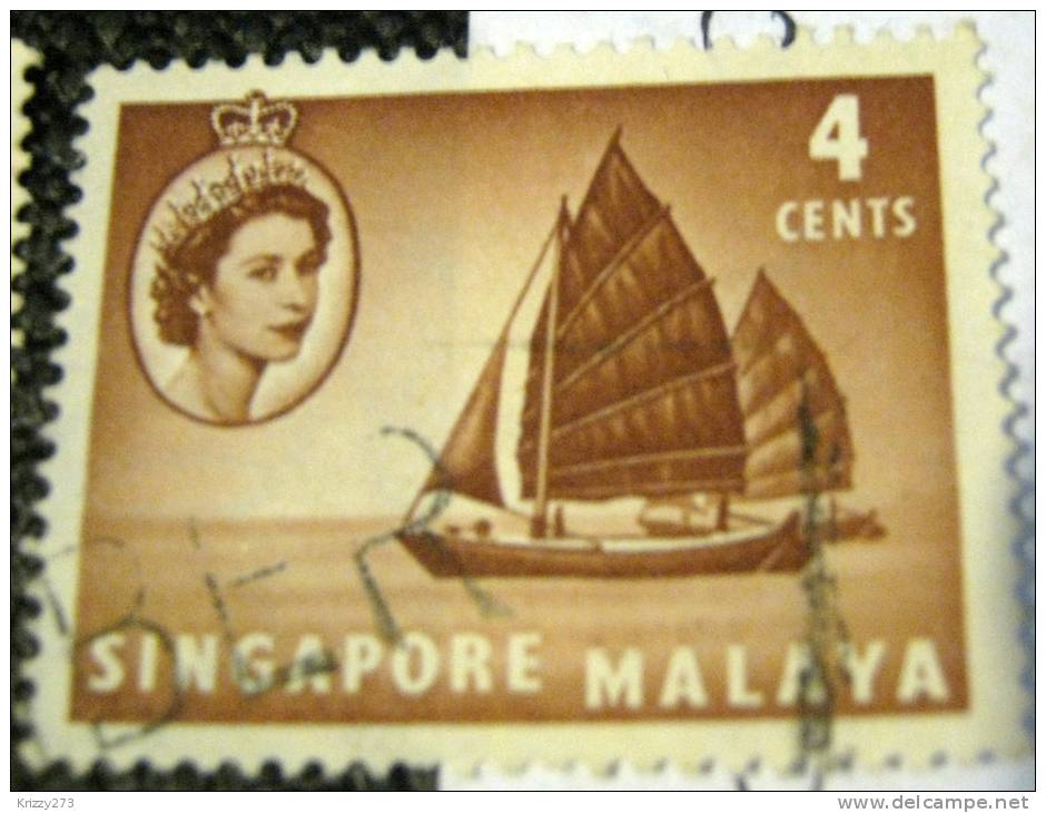 Singapore 1955 Twa Cow 4c - Used - Singapour (...-1959)