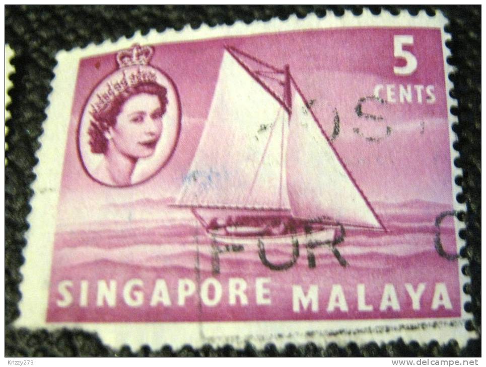 Singapore 1955 Lombok Sloop 5c - Used - Singapour (...-1959)