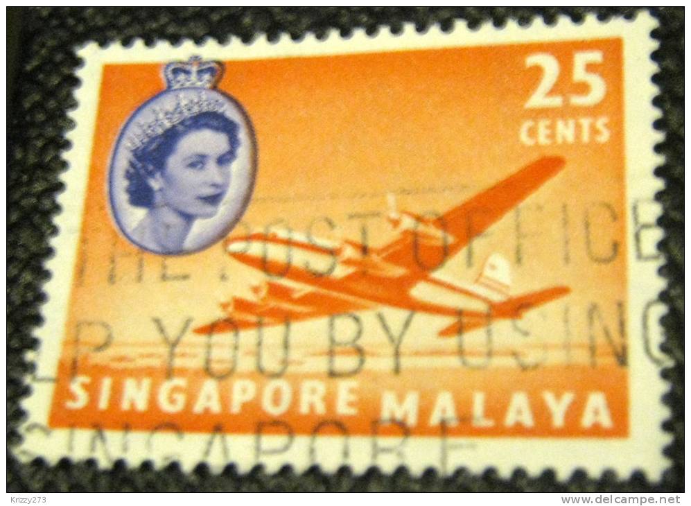 Singapore 1955 Argonaut Aircraft 25c - Used - Singapour (...-1959)