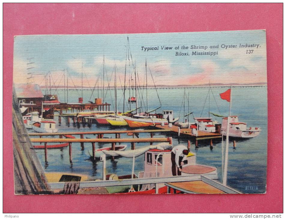 Biloxi Ms----- Shrimp & Oyster Industry 1944 Linen    ====      ====  Ref 830 - Andere & Zonder Classificatie