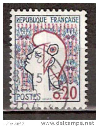 Timbre France Y&T N°1282 (03) Obl.  Marianne De Cocteau. 0.20 Fc. Bleu Et Rouge. Cote 0,15 € - 1961 Marianne Of Cocteau