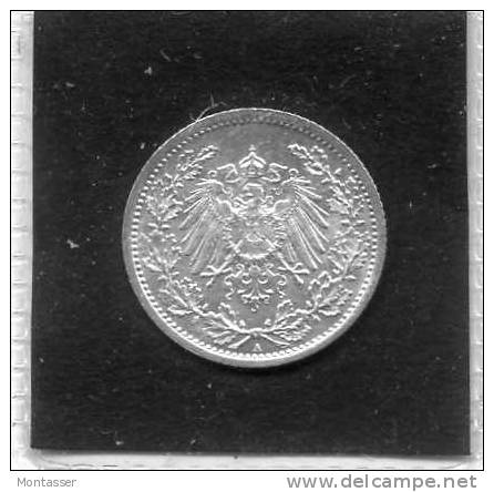 1/2 MARK. Deutsches Reich. Zecca A. 1909. Argento SPL - 1/2 Mark