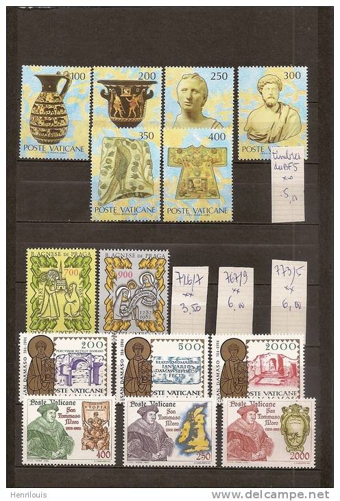 VATICAN   Timbres Neufs **  Séries Complètes     (ref 644 ) - Usados