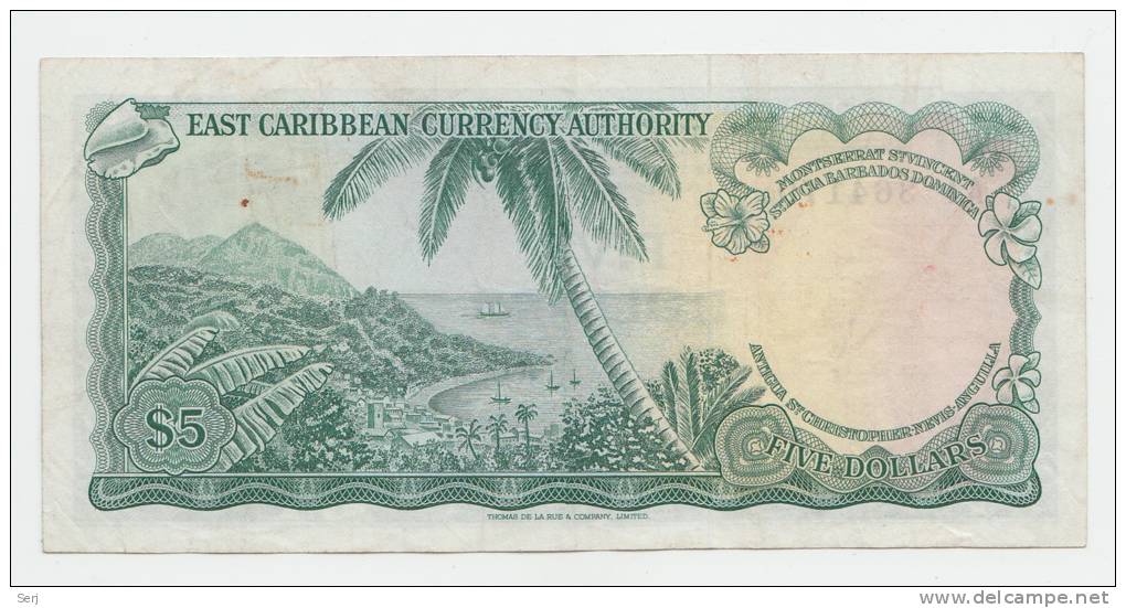 East Caribbean States 5 Dollars 1965 VF+ P 14a 14 A - Ostkaribik