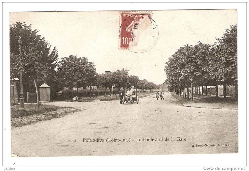 CPA :44 - Loire Atlantique : Le Boulevard De La Gare ( Attelage Vu De L'arrière ) , Enfants - Paimboeuf