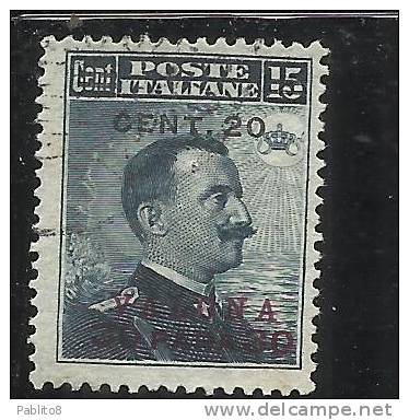 LEVANTE VALONA 1916 SOPRASTAMPATO D'ITALIA ITALY OVERPRINTED CENT. 20 SU 30 PARA SU 15 C USATO USED OBLITERE' - Europese En Aziatische Kantoren