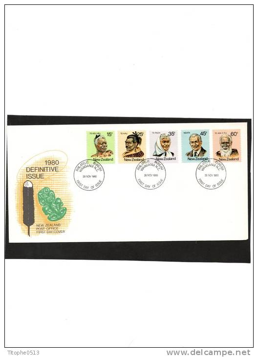 NOUVELLE ZELANDE. N°781-5  De 1980 Sur Enveloppe 1er Jour (FDC). Maoris. - Storia Postale