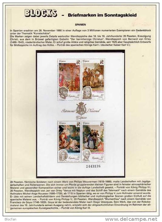 Kulturerbe 1990 Spanien Block 38 ** 2€ Historische Schlösser-Wandteppiche Blocchi Painting Bloc Art Sheet M/s Bf Espana - Blocs & Feuillets