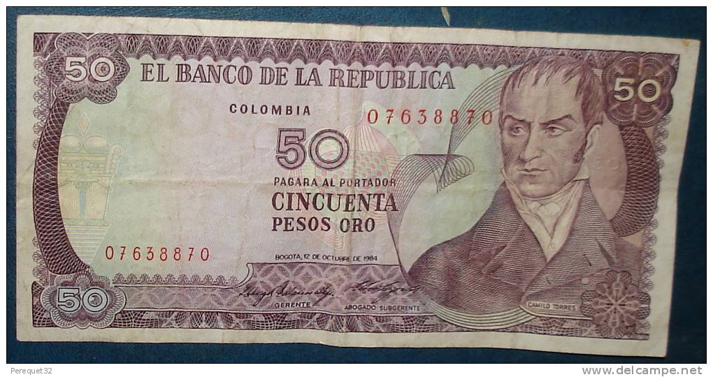 Colombie 1 Billet De 50 Pesos Oro.etat Correct - Colombia