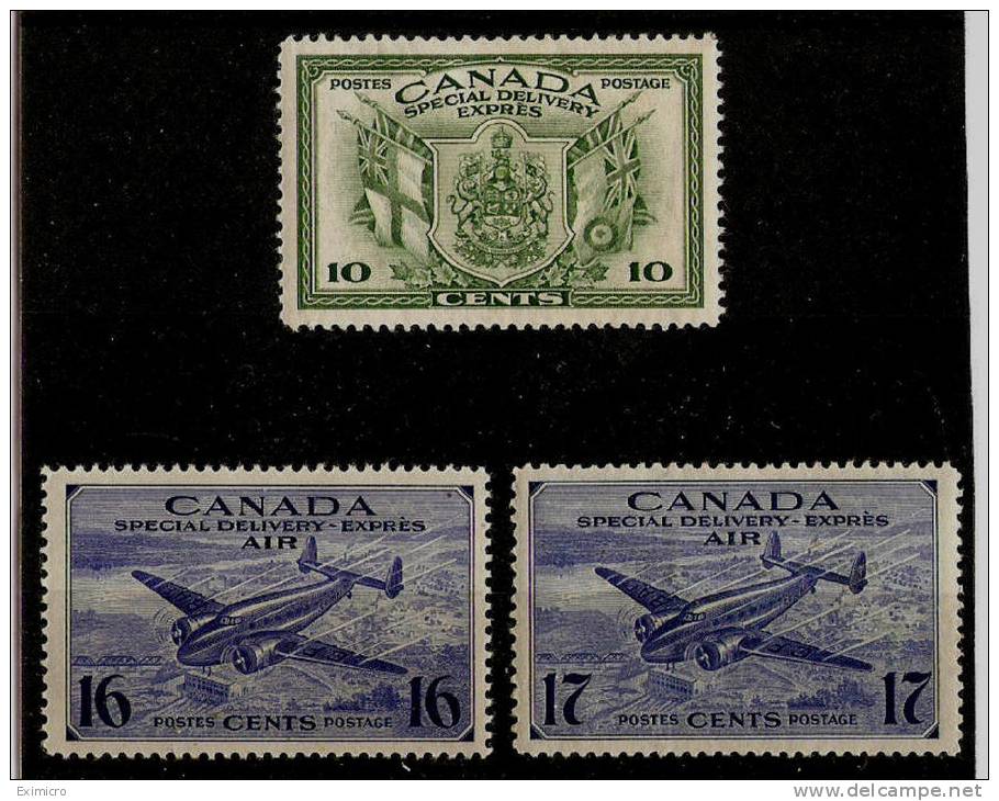 CANADA  1942-1943 WAR EFFORT SPECIAL DELIVERY SET SG S12/S14 MOUNTED MINT Cat £23+ - Eilbriefmarken