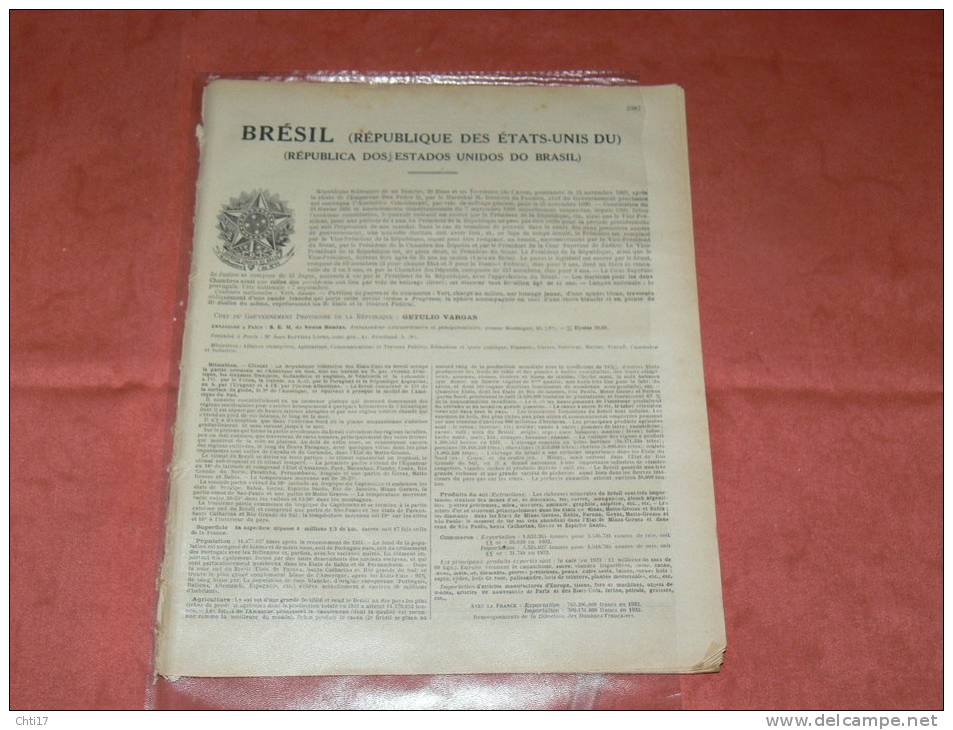 BRESIL RIO DE JANEIRO BELEM SAO PAULO BAHIA  EXTRAIT ANNUAIRE  PROFESSIONS 1934 INDUSTRIELS COMMERCES ET METIERS - Telephone Directories