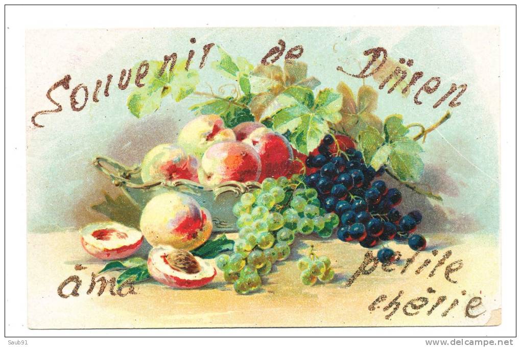 Souvenir De Düren - A Ma Petite Chérie - Corbeille De Fruits -  Raisins - Pêches - Paillettes -Fantaisie - Réf : P 86 - Dueren