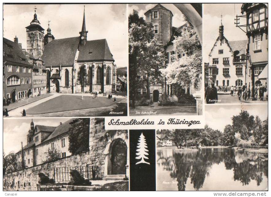 AK Schmalkalden, Altmarkt, Wilhelmsburg, Teich, Rathaus, Gel, 1971 - Schmalkalden