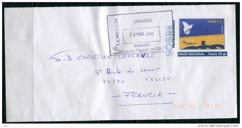 ESPAGNE - Entier Postal "Envio Nacional Hasta 20gr." Avec Complément D'affranchissement Pour La France - 1931-....