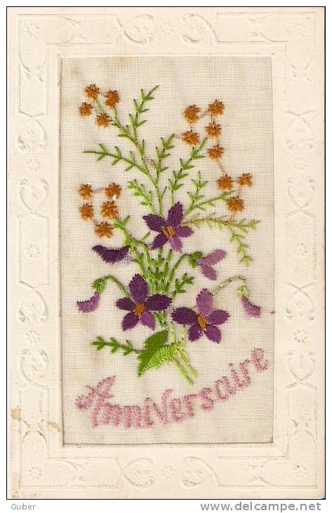 Carte Brodée Anniversaire - Embroidered