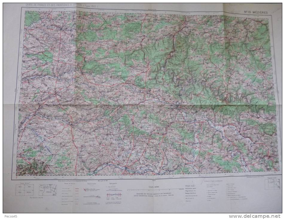 Carte   N° 10 : Mézières - 1/200 000ème - 1925. Sce Géographique Des Armées. - Topographische Karten