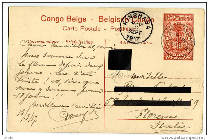 INTERO POSTALE CONGO BELGA BELGE BELGISCH KATANGA STAZIONE LIGNE DE SAKANIA A ELSABETHVILLE - Entiers Postaux