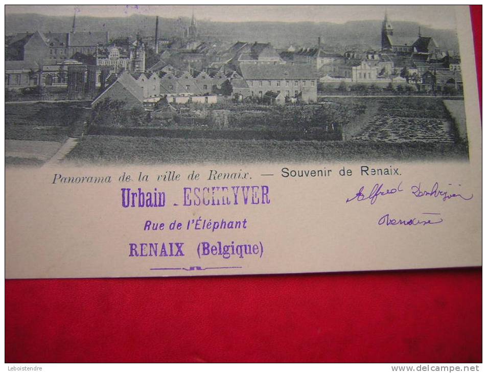 RARE CPA  DOS SIMPLE  BELGIQUE SOUVENIR DE RENAIX  PANORAMA DE LA  VILLE DE RENAIX NON VOYAGEE  CACHET URBAIN ESCHRYVER - Renaix - Ronse