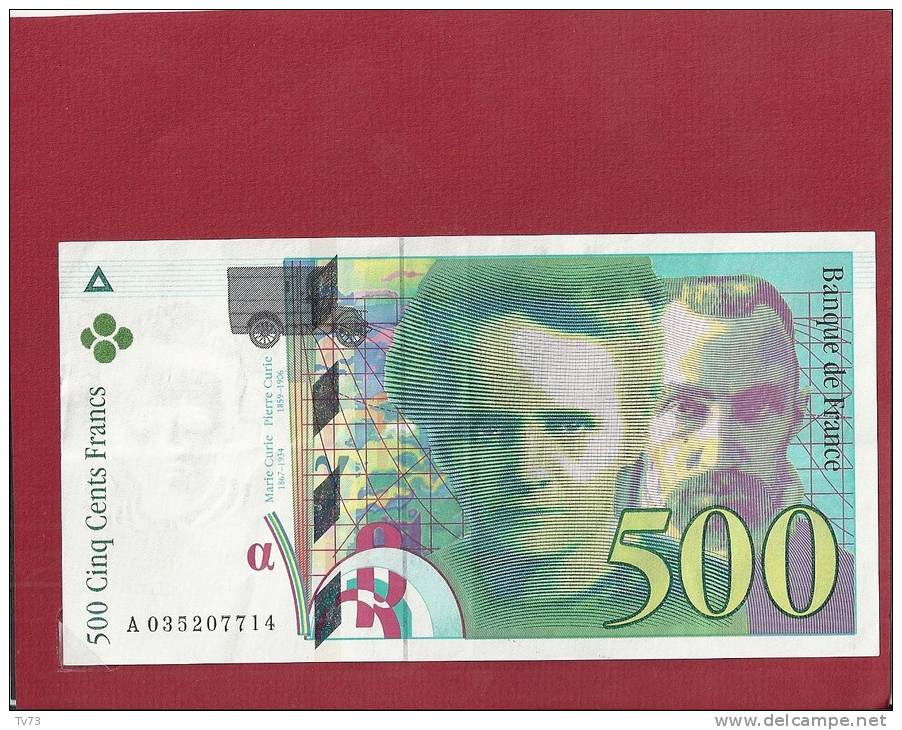 &#9658;EB053 - Billet 500 Francs Pierre Et Marie CURIE 1995 - (A 035207714) - Très Bon état - Sans Trou D´épingle - Pli - 500 F 1994-2000 ''Pierre Et Marie Curie''