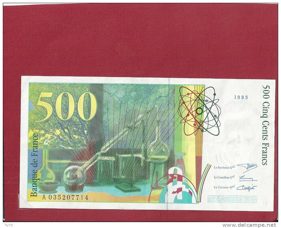 &#9658;EB053 - Billet 500 Francs Pierre Et Marie CURIE 1995 - (A 035207714) - Très Bon état - Sans Trou D´épingle - Pli - 500 F 1994-2000 ''Pierre Et Marie Curie''