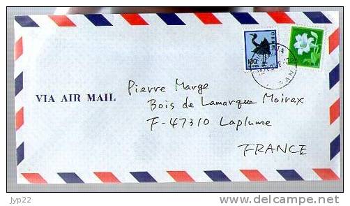 Lettre Cover Par Avion Via Air Mail Du Japon Japan Nippon Pour La France - CAD 18-04-1993 / 2 Tp Oiseau & Fleur - Covers & Documents
