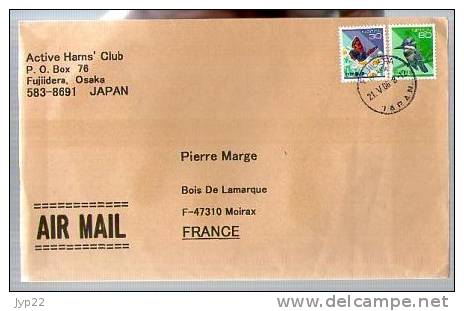 Lettre Cover Par Avion Via Air Mail Du Japon Japan Nippon Pour La France - CAD 21-05-2006 / 2 Tp 20 Papillon & Oiseau - Briefe U. Dokumente