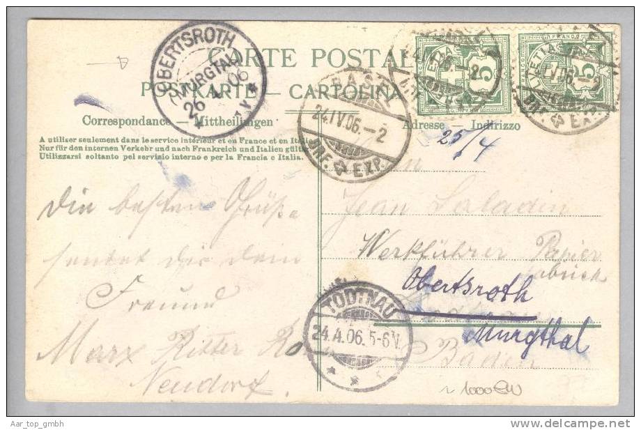 Heimat DE BW OBERTSROTH (Murgental) 1906-04-26 Auf AK KOS-Stempel Aus Basel - Sonstige & Ohne Zuordnung