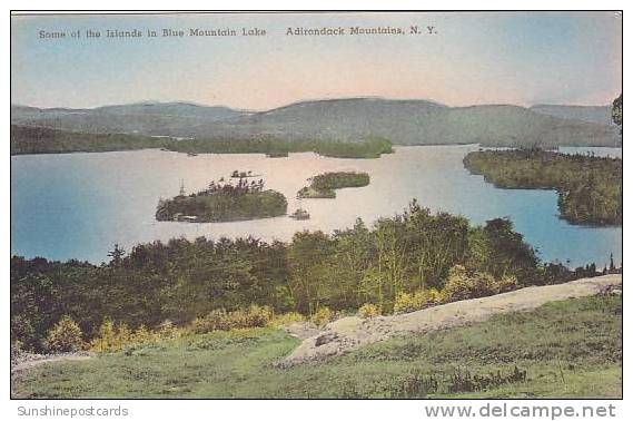 New York Adirondack Mountains Some Of The Islands In Blue Mountain Lake Albertype - Adirondack