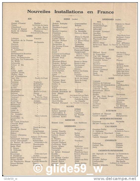 Liste Installateurs France et Etranger - Société des Forges de Milourd - ANOR - La Source - Abreuvoir Automatique Hygién