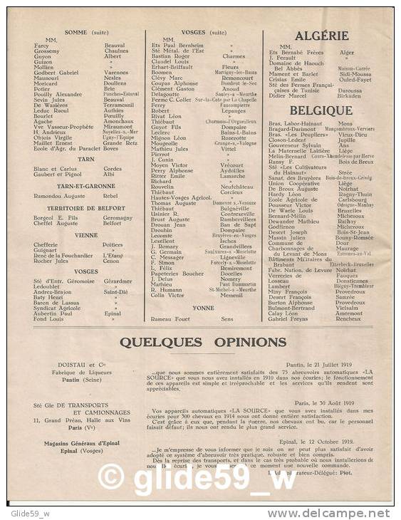 Liste Installateurs France et Etranger - Société des Forges de Milourd - ANOR - La Source - Abreuvoir Automatique Hygién