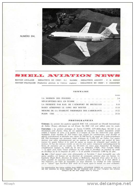 Magazine SHELL AVIATION NEWS - N° 314 +/- 1965 - Débris POLDERS - Aéroport BRUXELLES - Avions SUEDE (3115) - Fliegerei