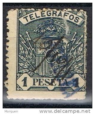 Sello 1 Pts Azul Telegrafos 1901, Lineal BARCELONA, Num 36 º - Télégraphe