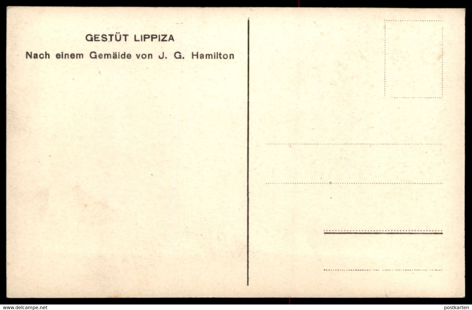 ALTE POSTKARTE GESTÜT LIPPIZA NACH EINEM GEMÄLDE J. G. HAMILTON Lipizza Lipica Lipizzaner Lipizzan Horse Horses Cheval - Hamilton