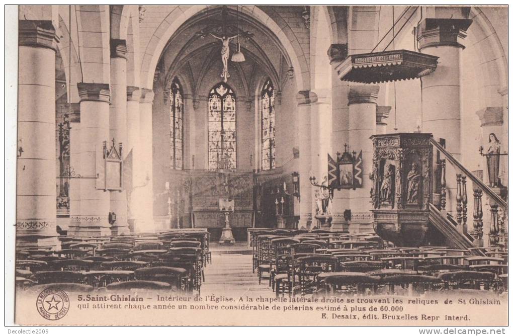 BR56006 Saint Chislain Interieur De L Eglise    2 Scans - Saint-Ghislain