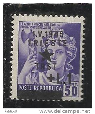 OCCUPAZIONE JUGOSLAVA DI TRIESTE 1945 L.1 SU CENT.50  MNH - Joegoslavische Bez.: Fiume