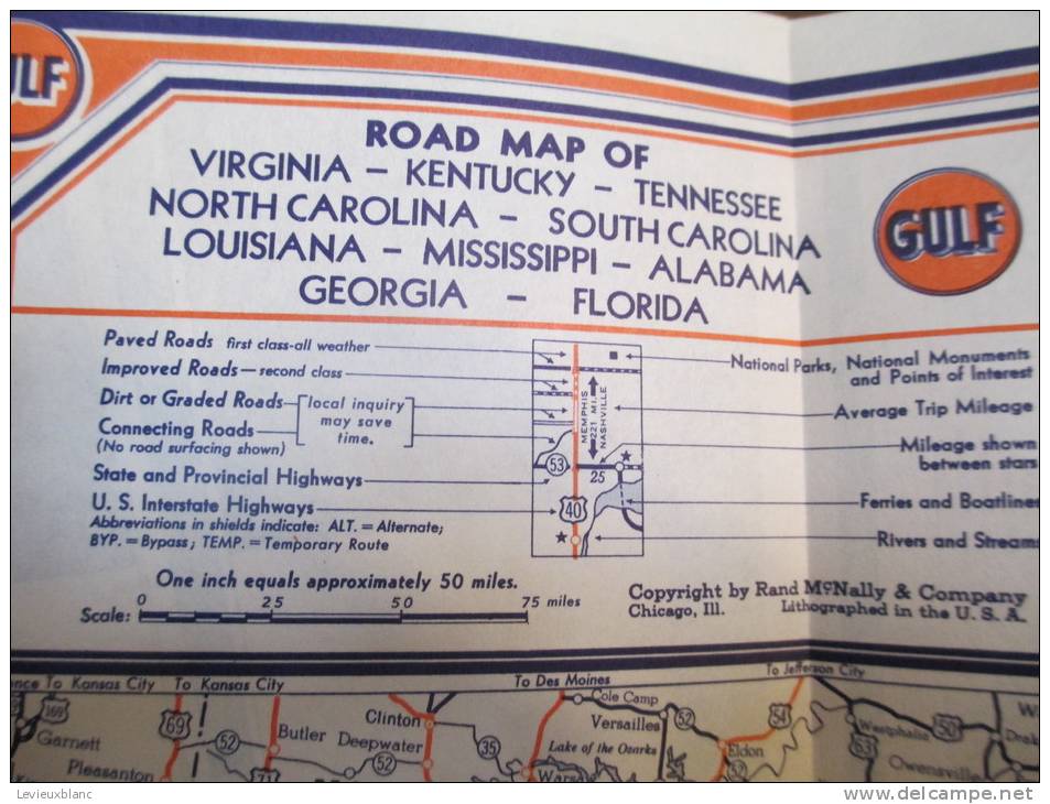 USA/Georgia/Atlanta /Macon /Savannah /Tourgide Map/ GULF/ Vers 1950        PGC26 - Wegenkaarten
