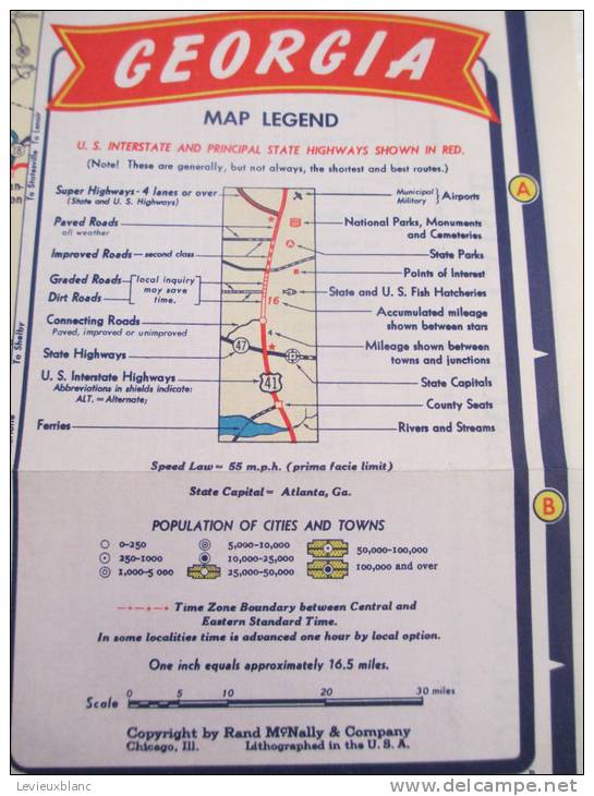 USA/Georgia/Atlanta /Macon /Savannah /Tourgide Map/ GULF/ vers 1950        PGC26