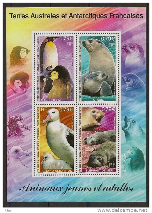 FRENCH ANTARCTIC TERRITORY ANIMALS - Blocs-feuillets