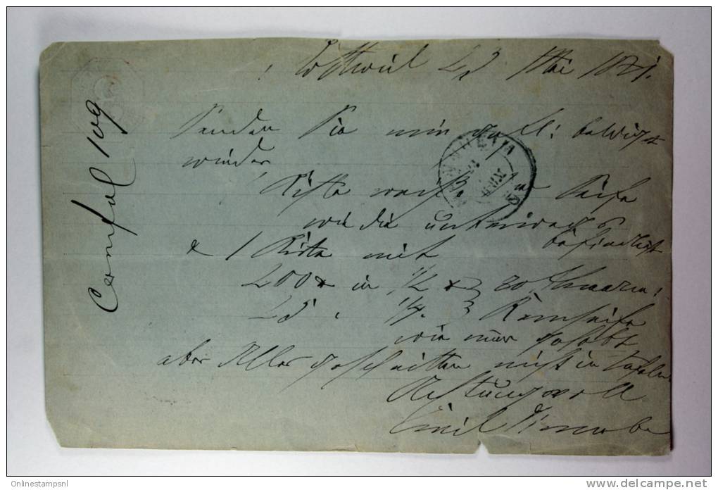 Germany: Württemberg, Correspondenz-Karte, Mi P2, Rotweil To Mannheim, 1871 - Postal  Stationery