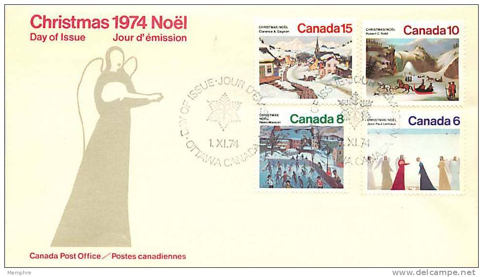 1974 Christmas Issue Paintings  Sc 650-3  Combination Official FDC - 1971-1980