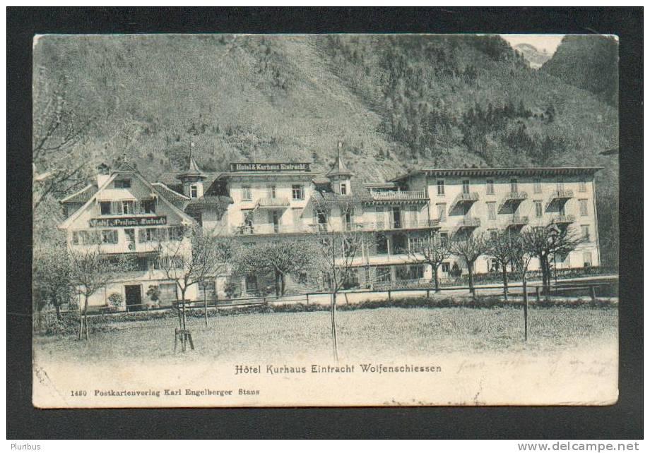 HOTEL KURHAUS EINTRACHT WOLFENSCHIESSEN  , OLD POSTCARD 1910  TO  RUSSIA  MOSCOW - Wolfenschiessen