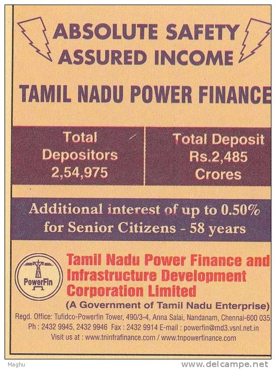 Used Postcard, Poer Finance Corp., Interest Calculation, Mathematics Percentage, Energy Development, Meghdoot - Elettricità