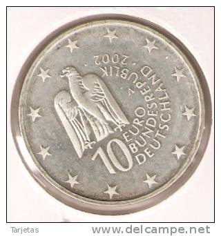 MONEDA DE PLATA DE ALEMANIA DE 10 EUROS DEL AÑO 2002 LETRA A (COIN)  SILVER,ARGENT. - Autres & Non Classés