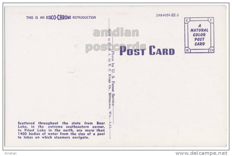 USA, IDAHO ID - FISHERMAN'S LAND OF DREAMS IN SCENIC IDAHO, THE GEM STATE, LAKE FISHING C1960s Vintage Unused Postcard - Otros & Sin Clasificación