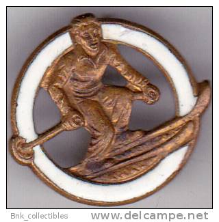 Romania Old Communist Sport Pin Badge - Ski Pin Badge - Invierno