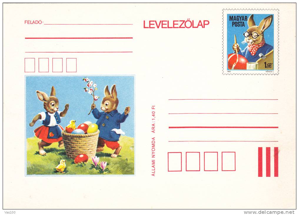 RABBITS, LAPINS, STATIONERY CARD, PC, UNUSED, HUNGARY - Rabbits