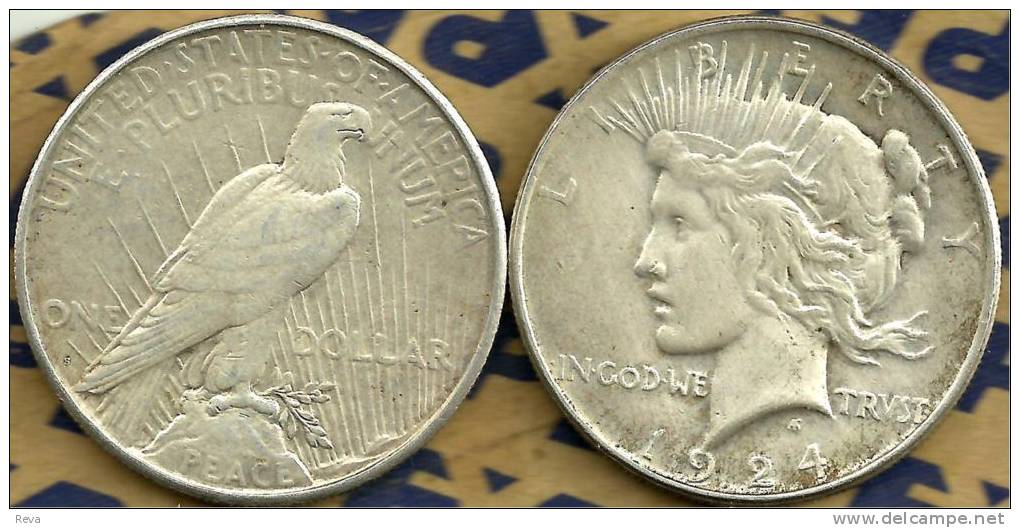 UNITED STATES USA $1 EAGLE BIRD FRONT PEACE BACK 1924 AG SILVER KM?  READ DESCRIPTION CAREFULLY !!! - 1921-1935: Peace